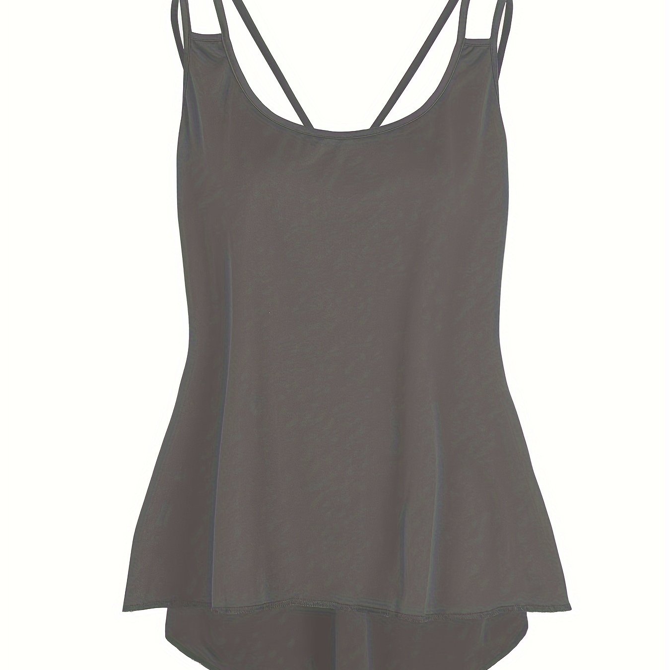 Women's Plus Size Casual Solid Slight Stretch Cut Out Back Tank Top