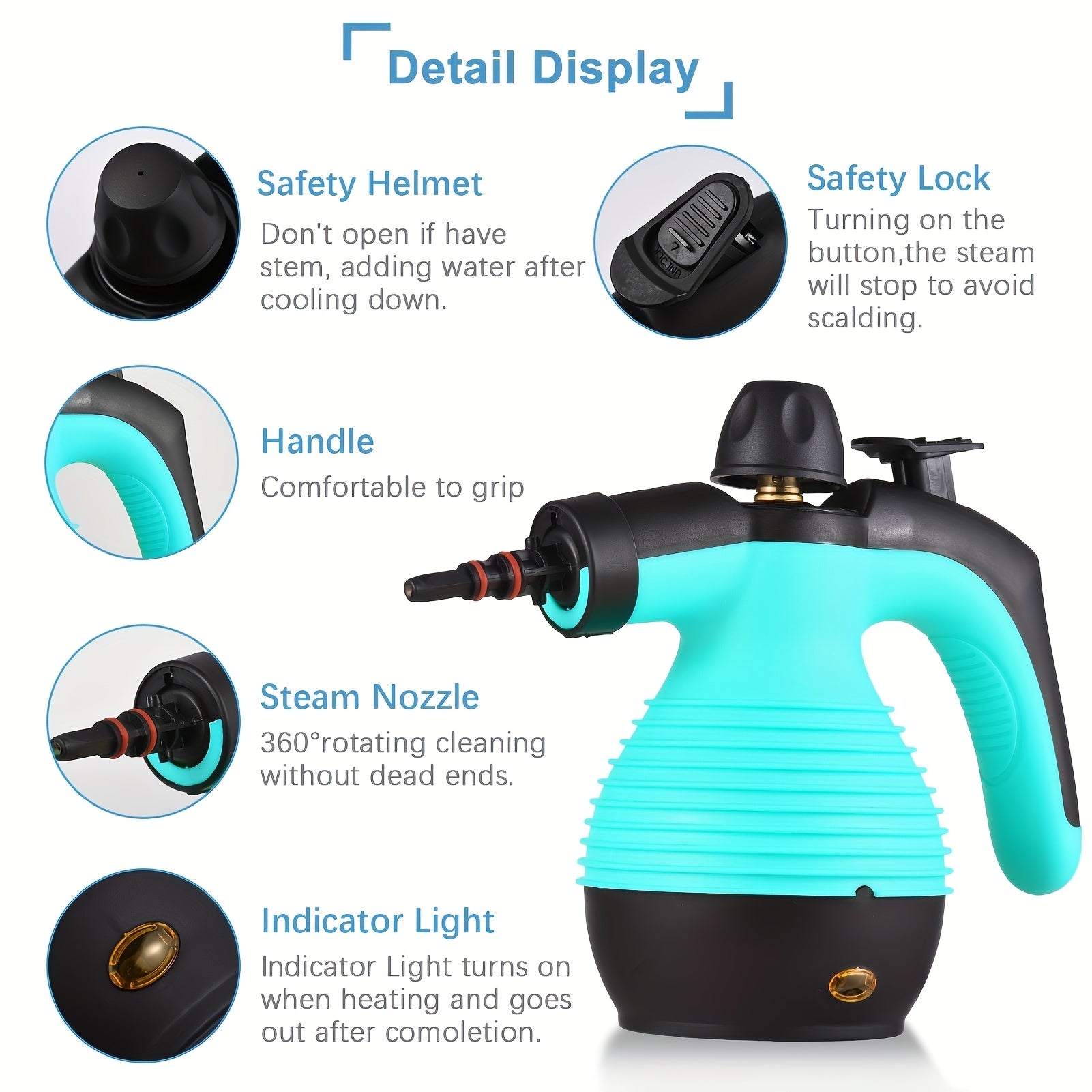 Uy uchun yuqori haroratli bug' tozalagich, qo'l bilan ishlatiladigan oshxona ventilyatori tozalash mashinasi, EU ulagichi bilan.