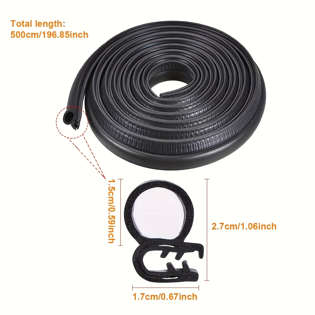 Universal Rubber Door Seal Edge Trim U-Shaped Weatherstrip Bumper Guard 196.85 Inch