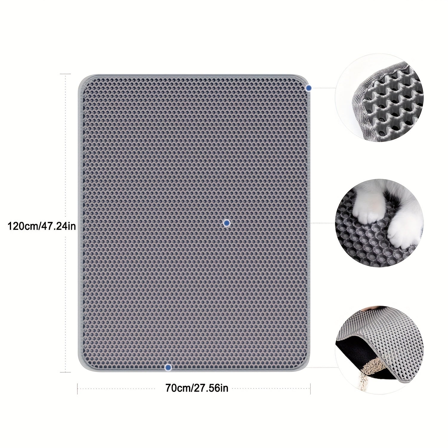 XL Honeycomb EVA Non-Slip Cat Litter Mat Double Layer Scratch-Resistant Sandbox Filter Pad