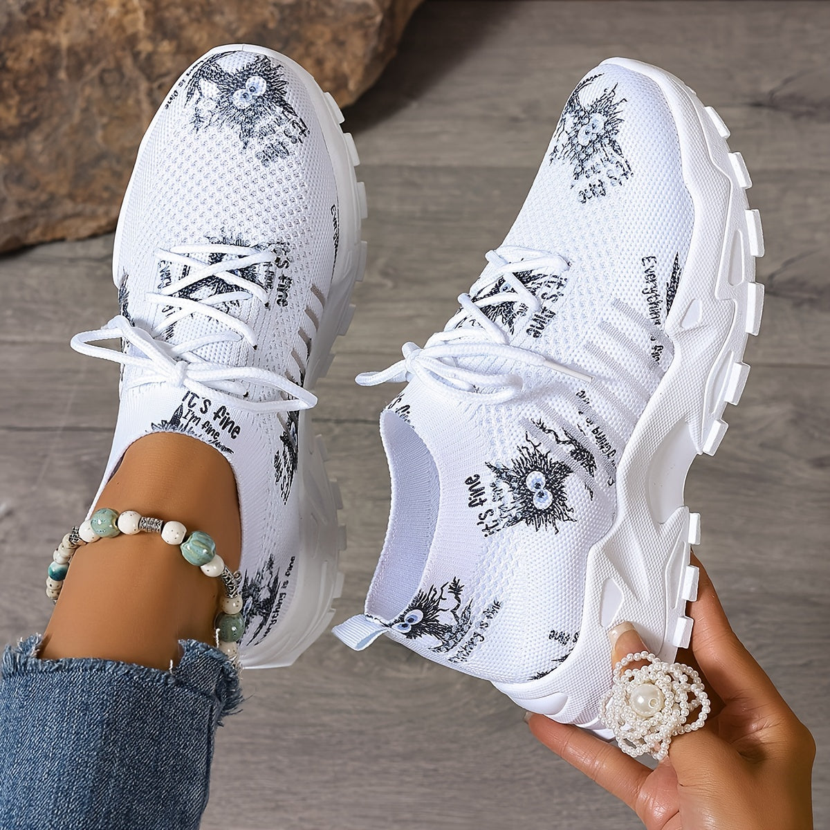 Women's Breathable Mesh Platform Sneakers Casual Running Shoes Plus Size