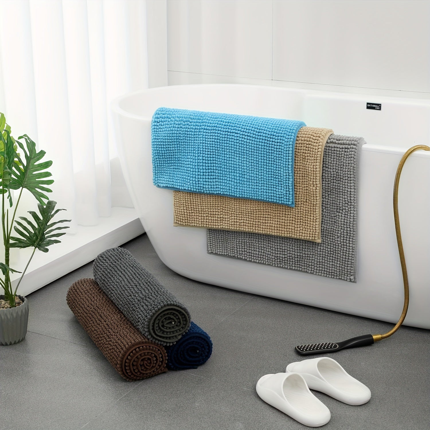 Luxurious Chenille Bath Mat 2cm Thick Non-Slip Absorbent Quick-Dry