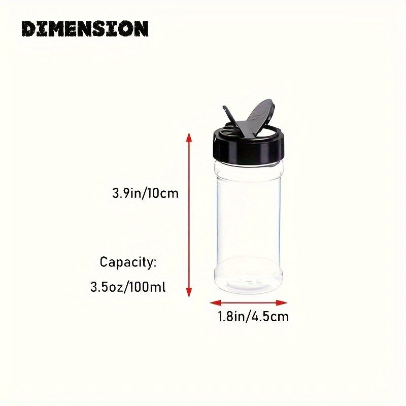 Qopqoqlikni ta'minlovchi ziravorlar idishlari 3.5oz, qora vintli qopqog'lar bilan, 6 yoki 12 ta paket