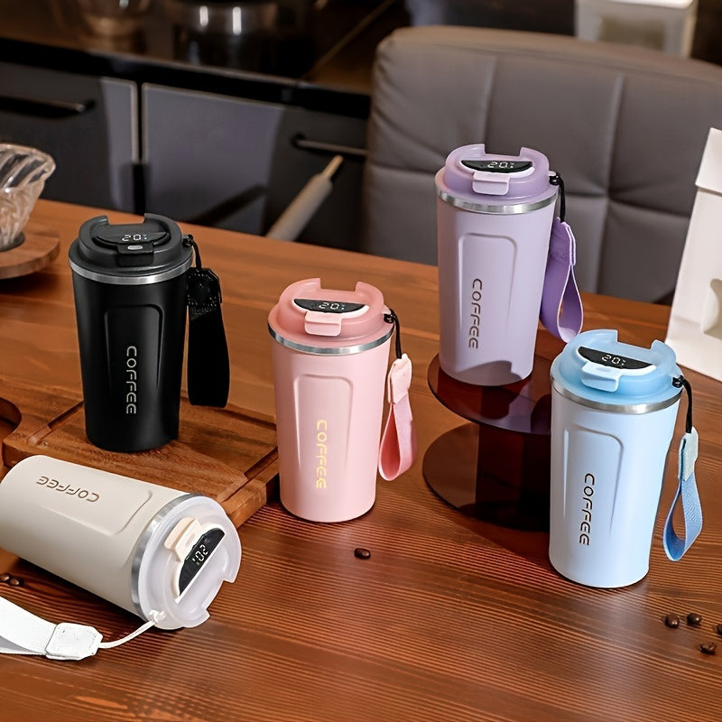 Stainless Steel Insulated Coffee Cup Travel Mug with Digital Temp Display