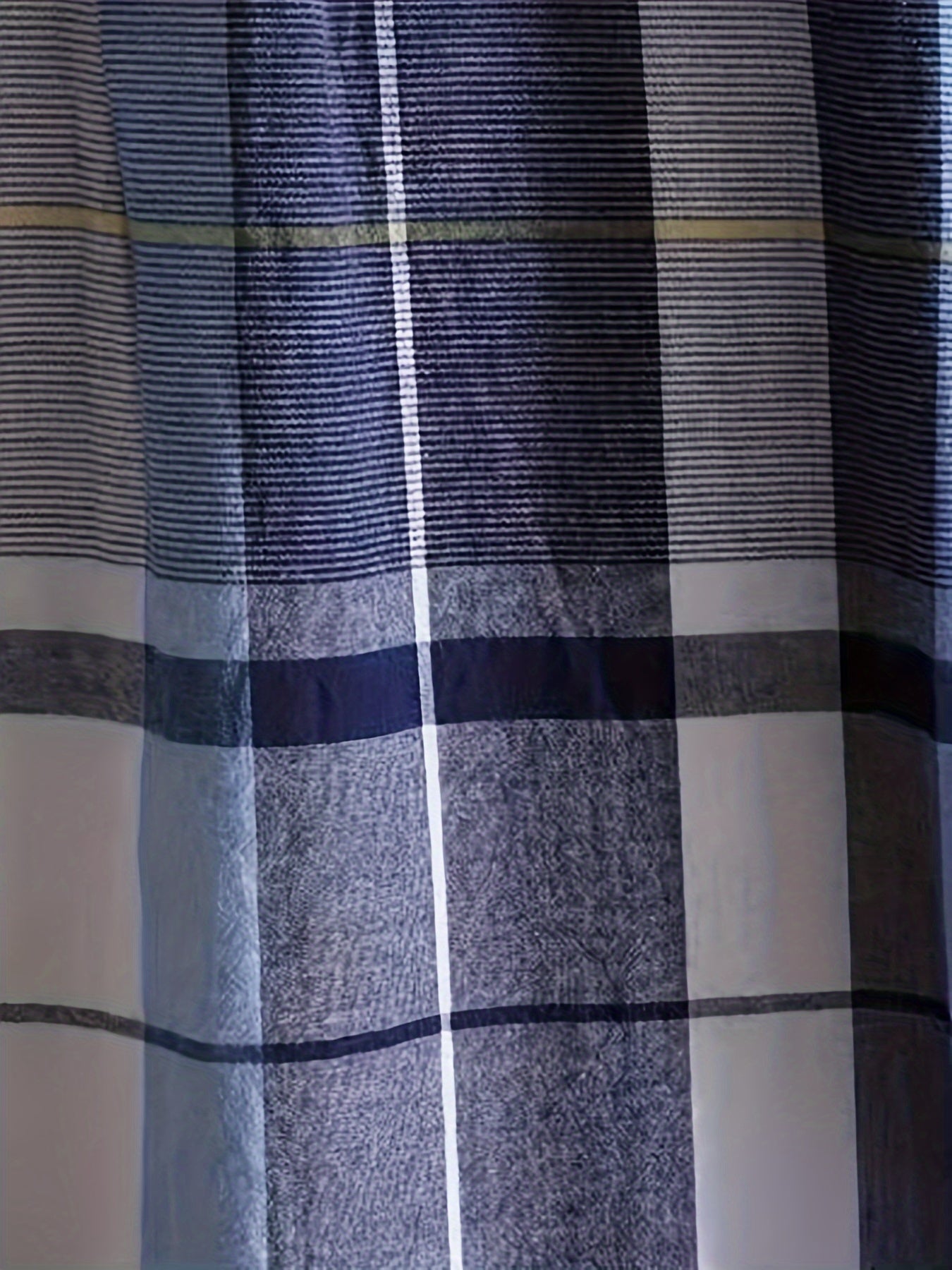 Plus Size Women's Casual Plaid Shirt Long Sleeve Button-Up Blue White Checkered