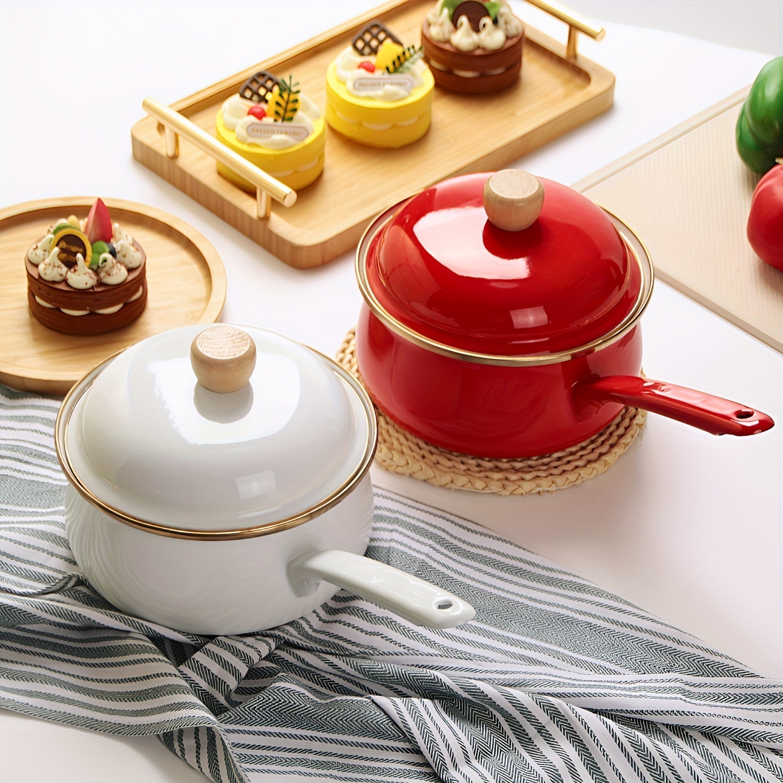 Enamel Cookware Pot with Lid and Handle Non-Stick Dishwasher Safe for Home and Restaurant Use