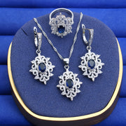 Women's Jewelry Set Necklace Ring Earrings Bracelet White Gold Plated Gift for Mom Wife Sister