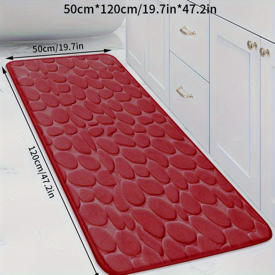 Coral Fleece Bathroom Mat Non-Slip Quick-Dry Low Pile Plush Polyester Pebble Pattern