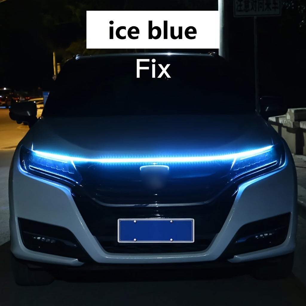 LED Car Hood Decorative Light Strip Dynamic Flow Always On 12V Hardwired