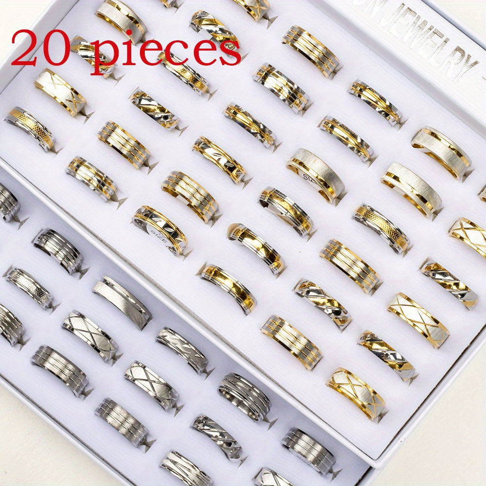 Two-Color Stainless Steel Ring Waterproof Sweat-Proof Jewelry for Men Women