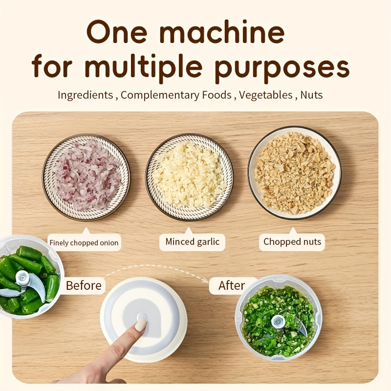 Cordless Mini Food Processor 250ml Stainless Steel Blades Rechargeable Battery