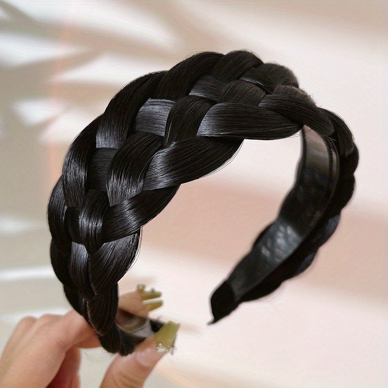 Fluffy Headband Hair Accessory with Braid Twist and 4cm Width for Women