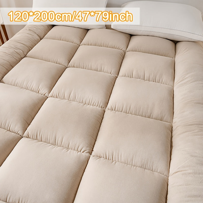 Full Size Japanese Floor Mattress with Thick Fluffy Padding Blue Foldable Tatami Cushion for Camping Dormitory Guest