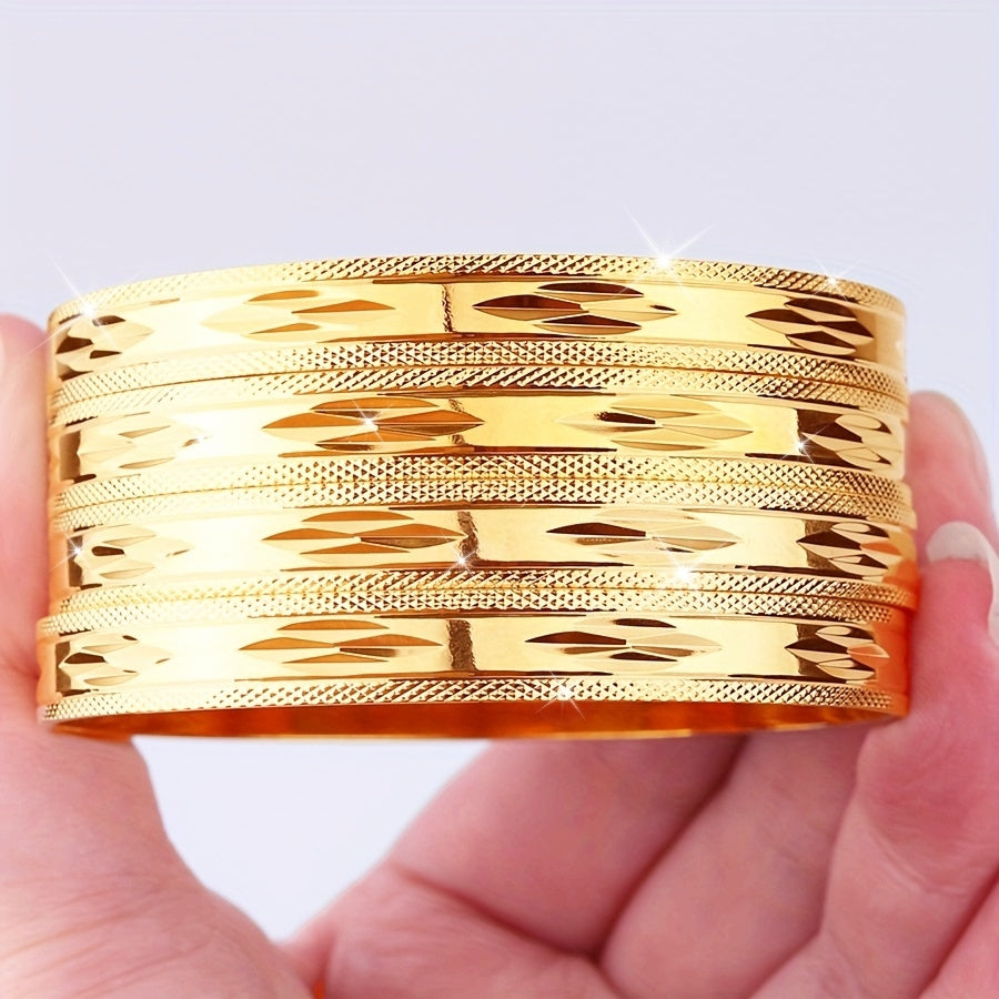 Set of 4 Vintage Gold Finish Bangles for Women Elegant Jewelry for Daily Wear and Events