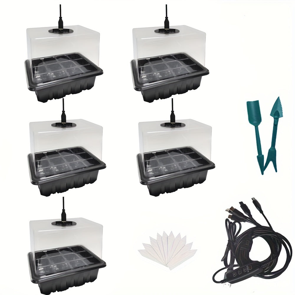 Complete Seed Starting Kit with 4/5/6 Pack Seedling Trays Grow Light Humidity Dome and Timer