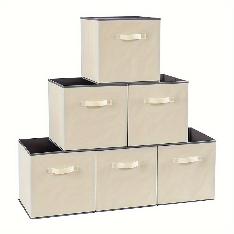 Fabric Folding Storage Boxes for Clothes and Household Supplies, Pack of 6