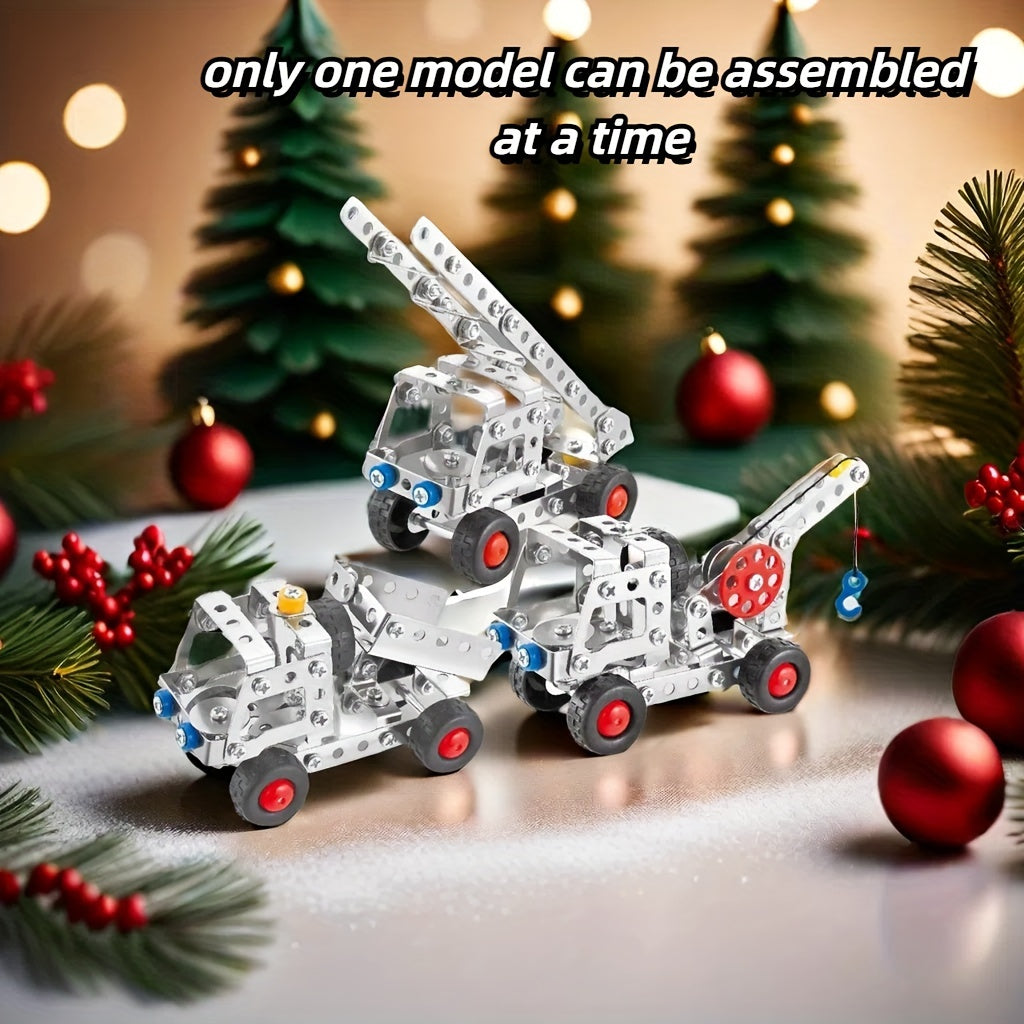 137-Piece Metal Car Building Blocks Set for Kids Ages 3+ Vehicles Toy Gift