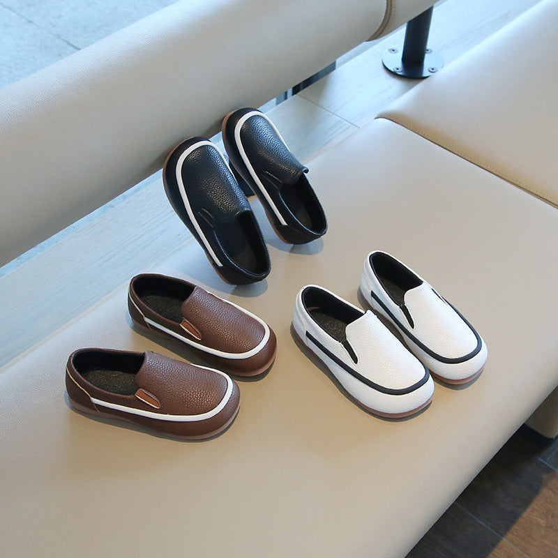Boys Toddler Slip-On Loafers Rubber Sole PU Material British Style All-Match