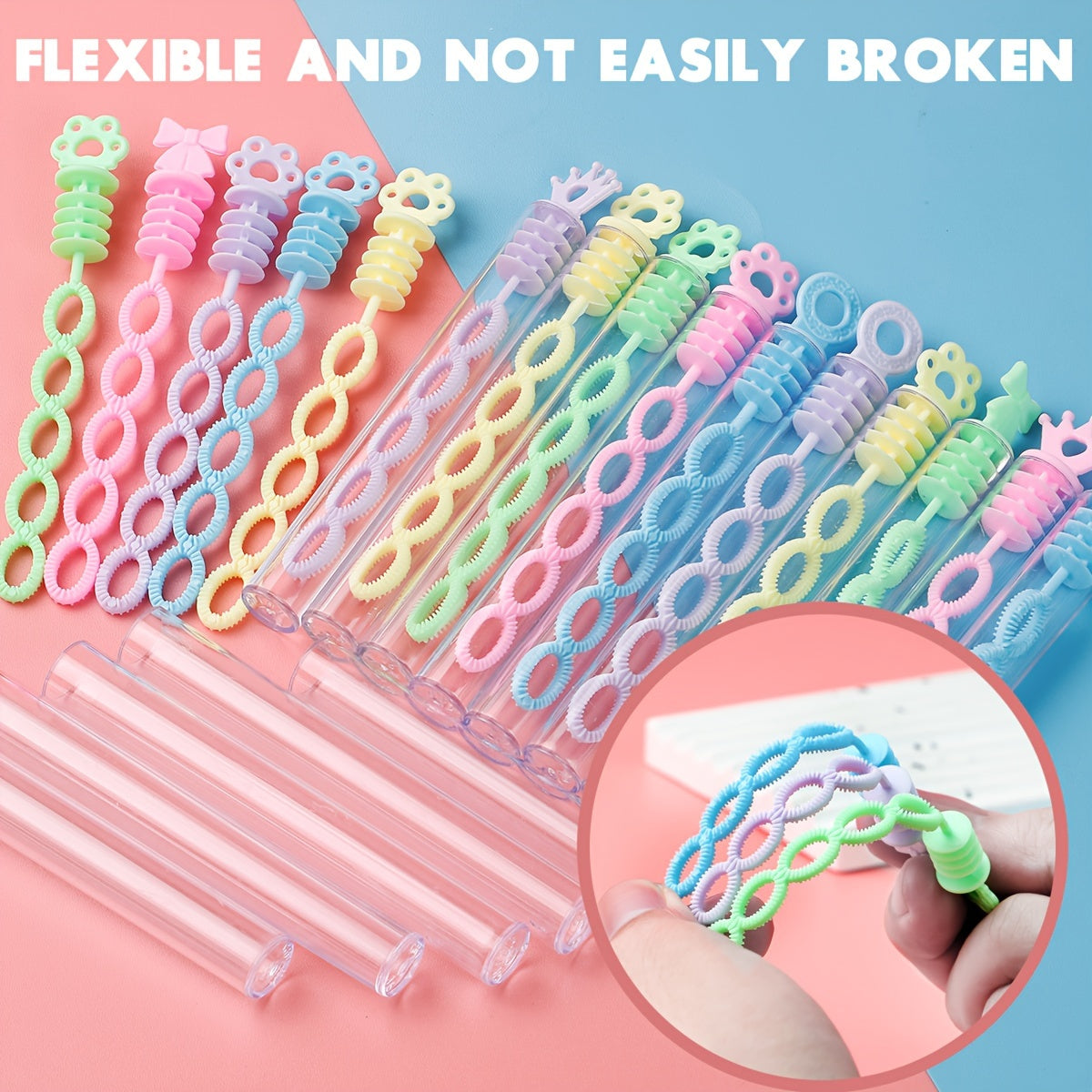 Set of 22 Mini Bubble Wands in Various Shapes for Parties and Events Non-Toxic Plastic