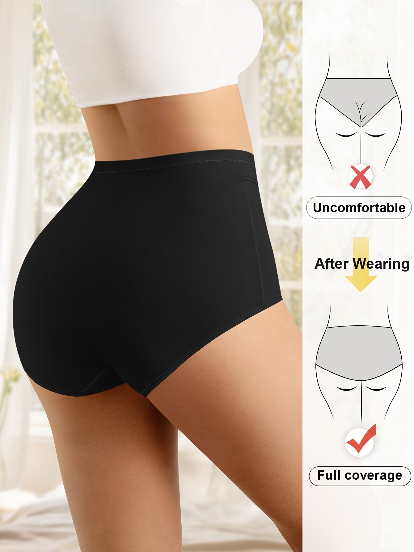 Seamless High Waist Briefs Breathable Stretchy Lingerie for Fall Winter