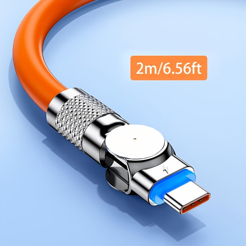 6A 100W USB-C Charging Cable 180° Rotation Fast Charging for Smartphones
