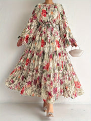 Цветочный принтованный кафтан с поясом для всех сезонов, полиэстер, макси, повседневный