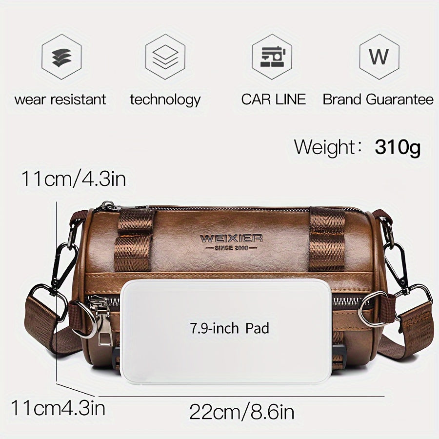 Stain-Resistant PU Chest Bag with Removable Strap for Work Travel Casual Black Brown