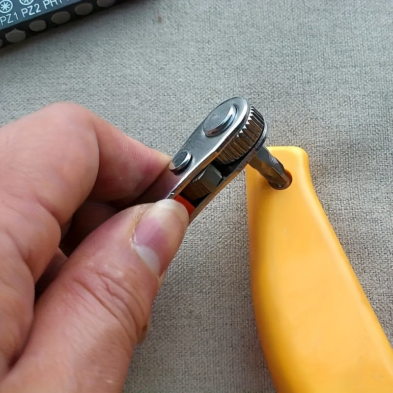 Manual Tool Kit with 36 Teeth Mini Gear Wrench and Socket for Narrow Spaces Red