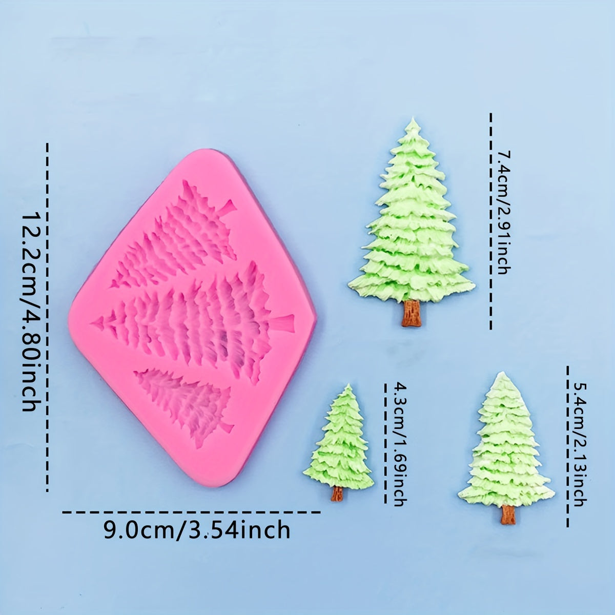 Silicone Christmas Tree Mold for Fondant, Chocolate, Gummy, Soap, Candles