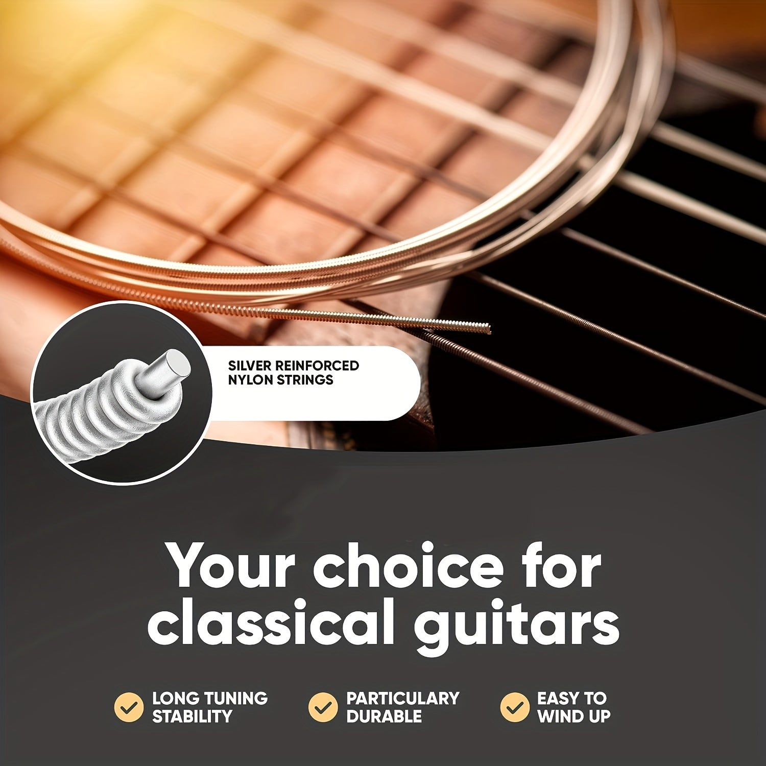 Six-Piece Set Nylon Classical Guitar Strings Uncoated Plain Winding