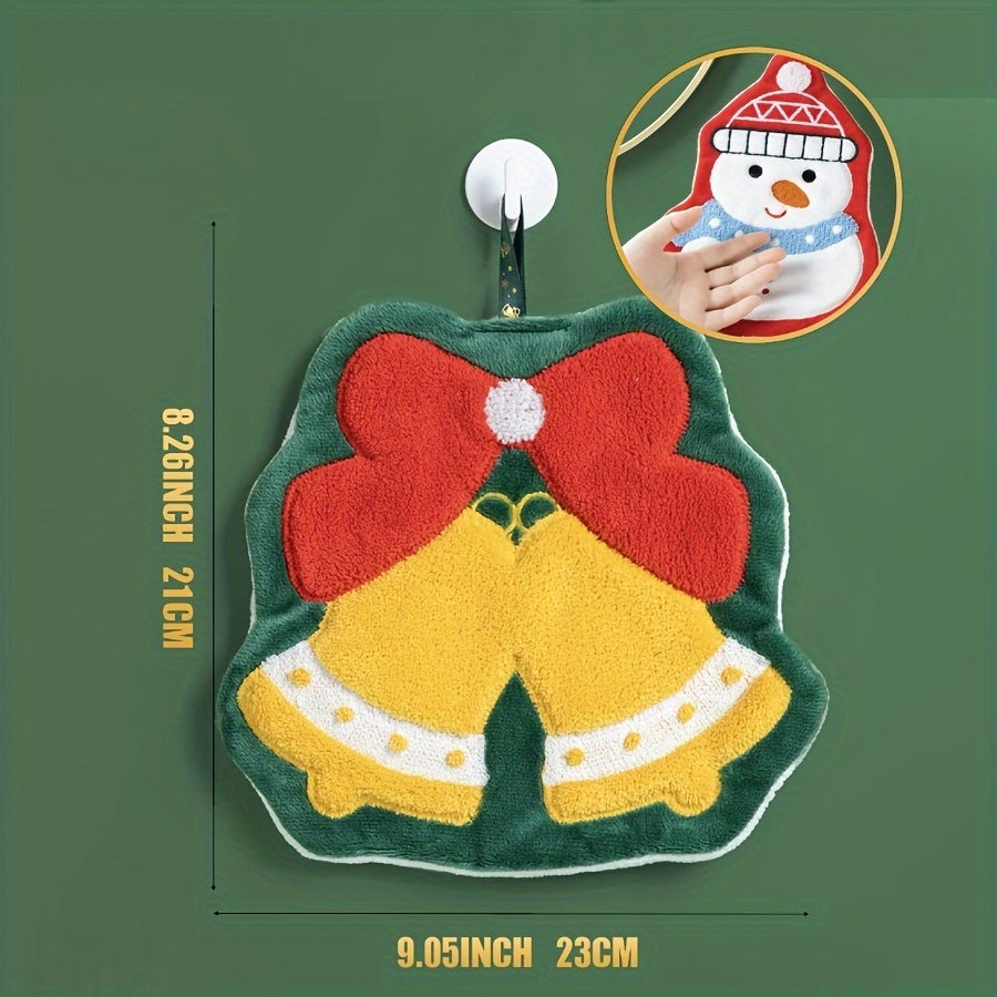 Christmas Themed Quick-Dry Hand Towel Thick Breathable Festive Design