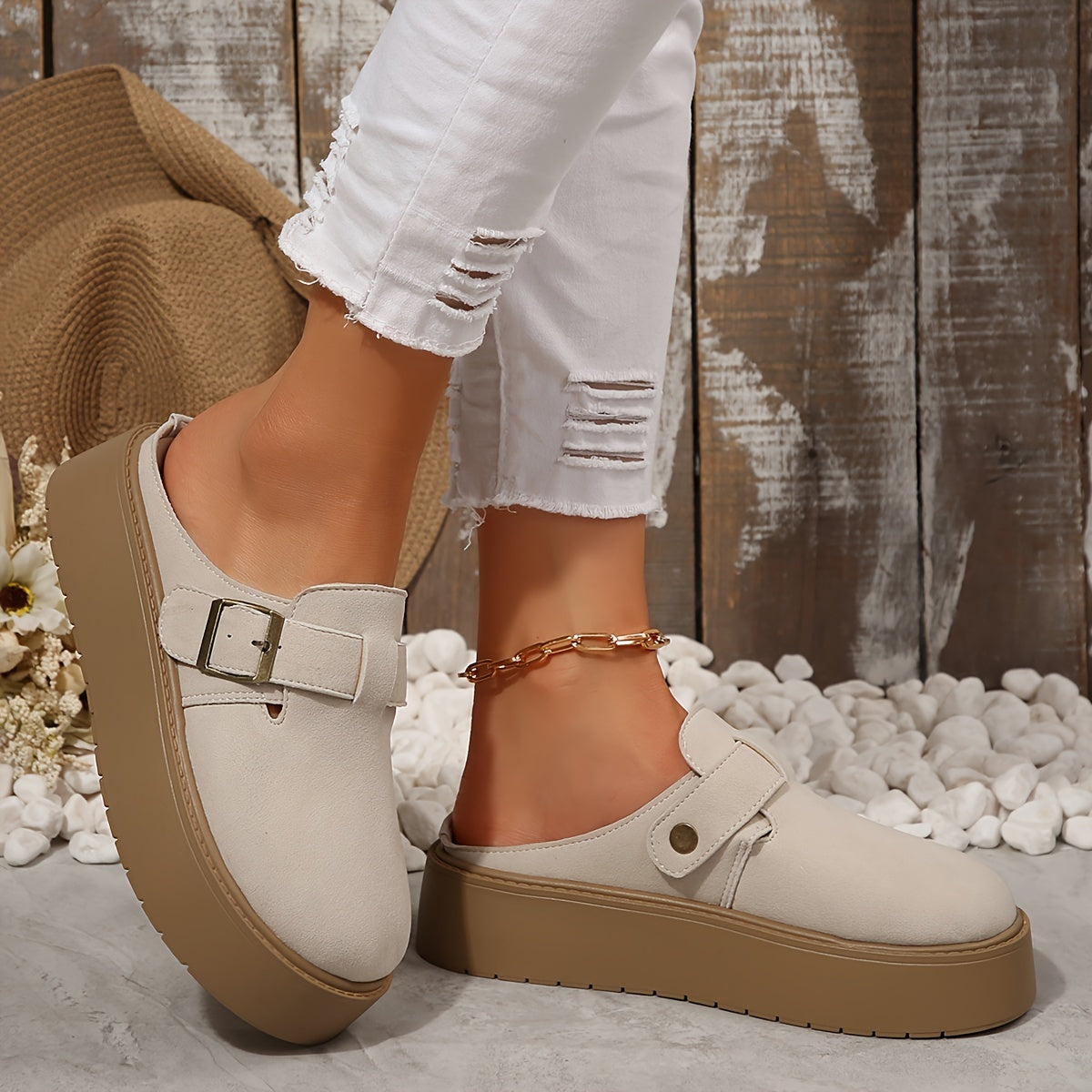 Kuzda ayollar uchun yangi retro qalin taglikli yarim-chizmaliklar, balandlikni oshirish va ochiq havoda kiyish uchun mukammal.