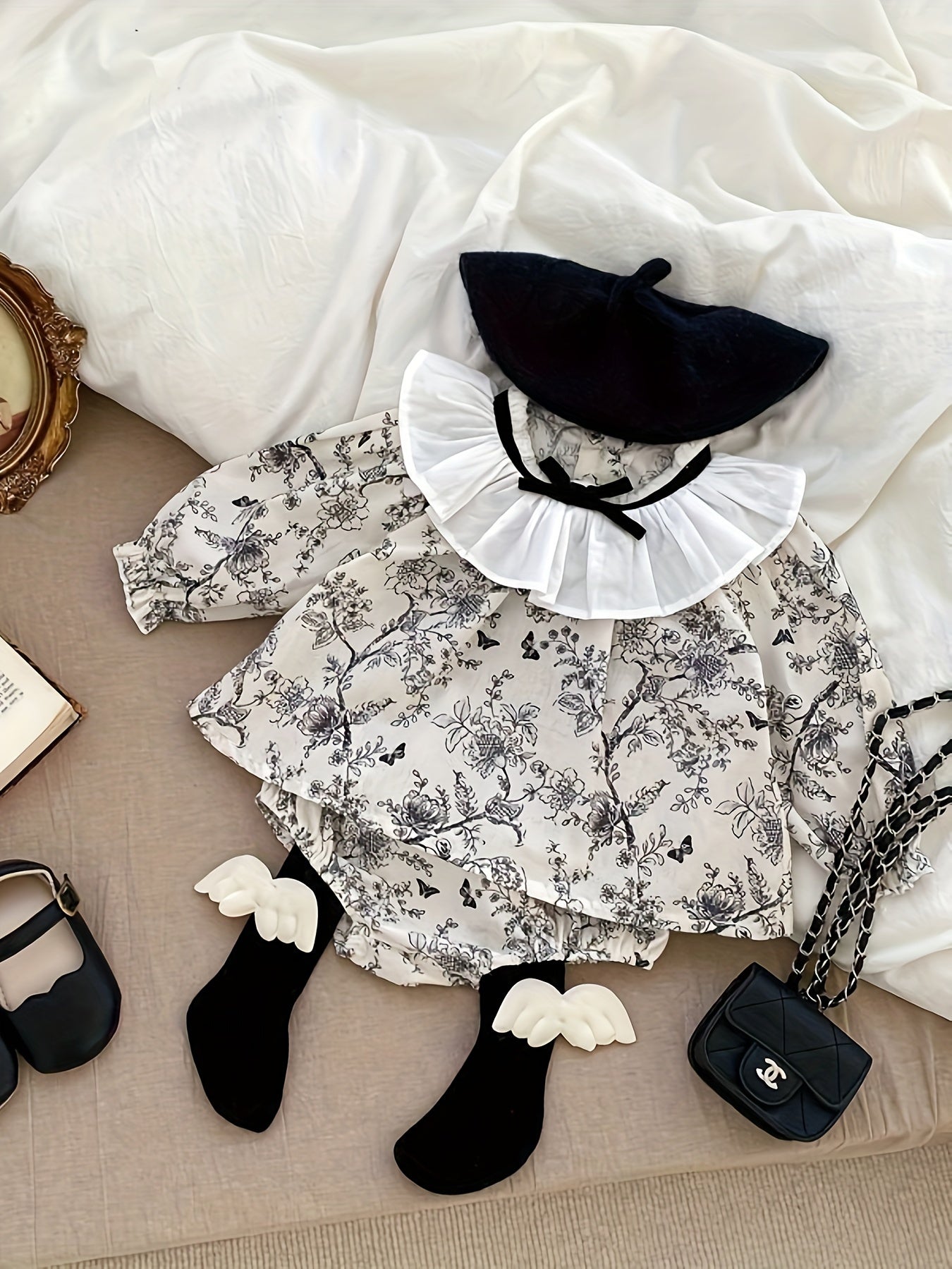 Baby Girl Outfit Set Cotton Floral Top and Shorts for Spring Fall
