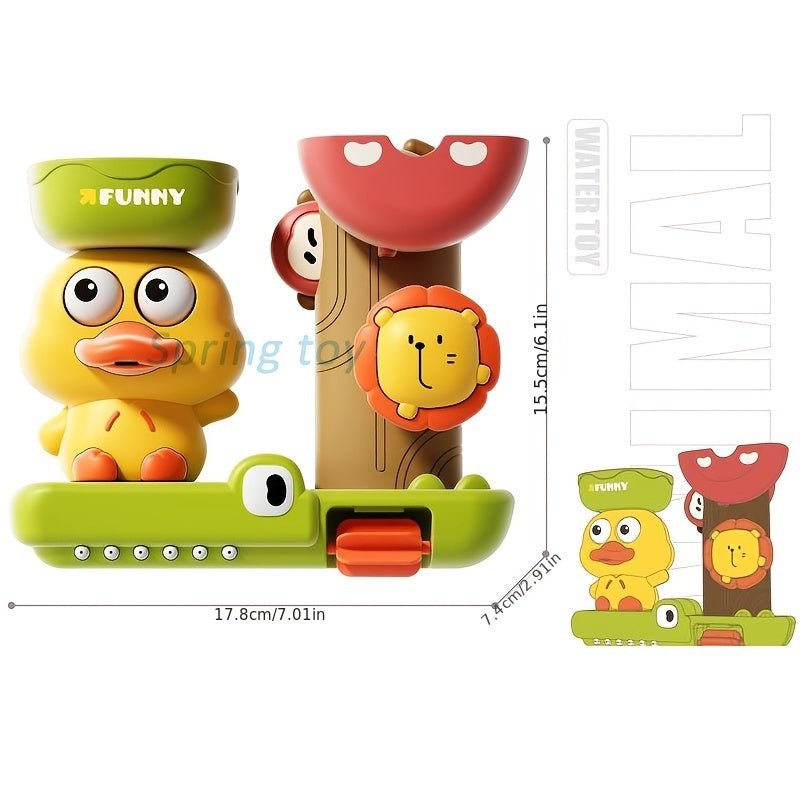 Rang-barang multfilm o'qituvchi cho'milish o'yinchoqlari to'plami, bolalar uchun, suvni yopishtiruvchi shpatellar bilan purkash va aylanadigan funksiyalar bilan, apelsin, yashil, sariq