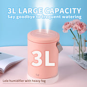 Large Capacity Pink Humidifier with Aromatherapy Essential Oil Function for Office and Bedroom USB Rechargeable Heavy Mist