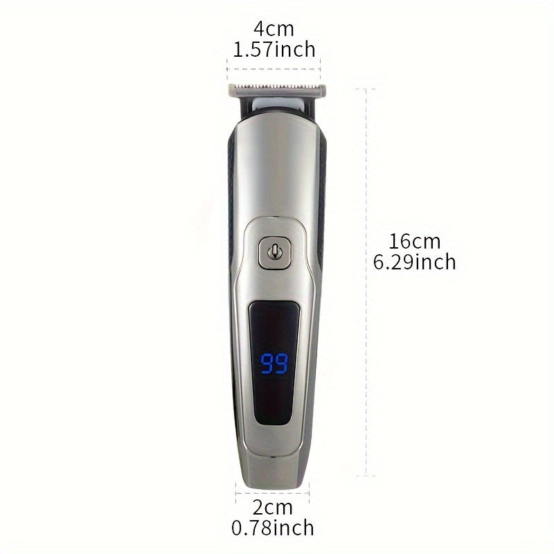 Adjustable 6-in-1 Electric Hair Trimmer Set with USB Charging LCD Display for Beard Body Nose Ears Face