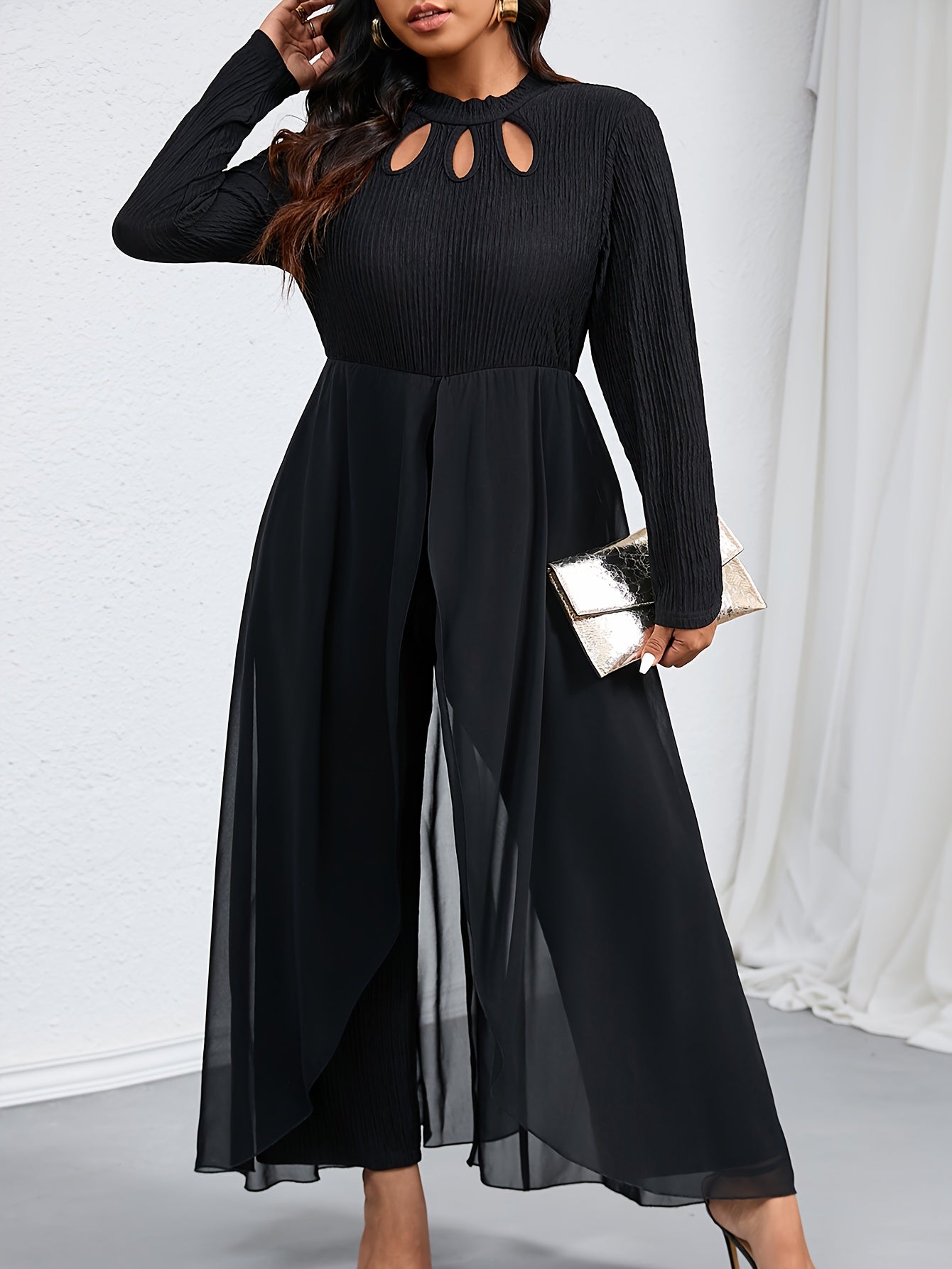 Mono de camiseta de talla grande para mujer, poliéster, punto, color sólido, otoño e invierno