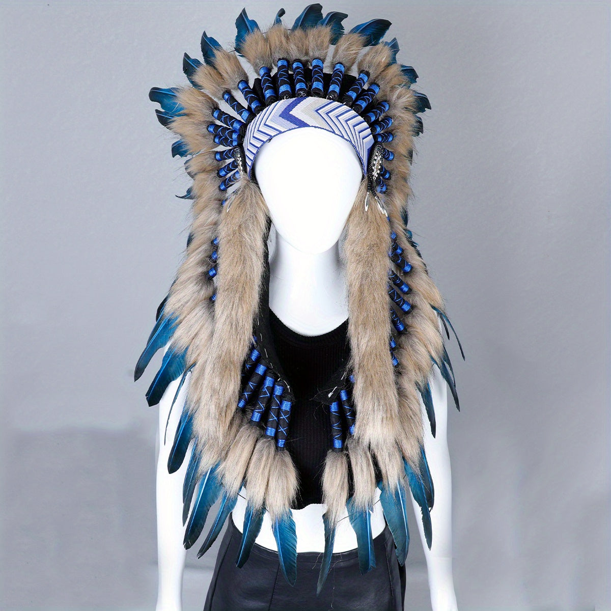 Feather Headband for Women Boho Hair Accessory Halloween Photo Shoot Stage Performance
