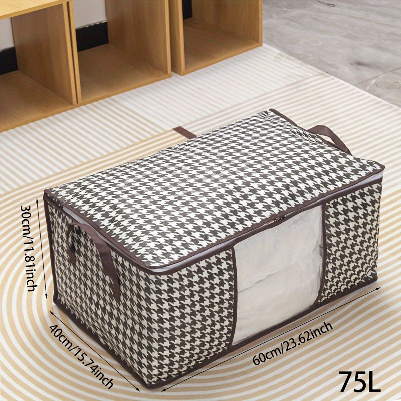 Lightweight Storage Bag with Houndstooth Window Large Capacity Travel Wardrobe Organizer