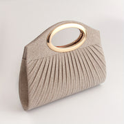 Glitter Clutch Bag with Metal Ring Handle and Removable Crossbody Strap for Weddings and Parties