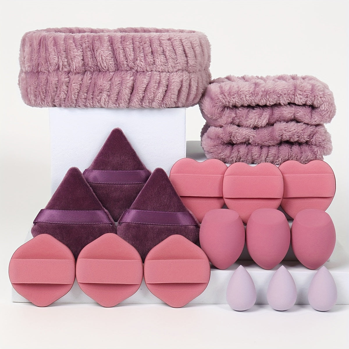18-Piece Makeup Sponge and Brush Set with Puffs and Accessories for All Skin Types