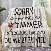 Soft Flannel Blanket for Adults Cozy Warm Throw with Humorous Sorry Quote for Couch Bed Office Camping