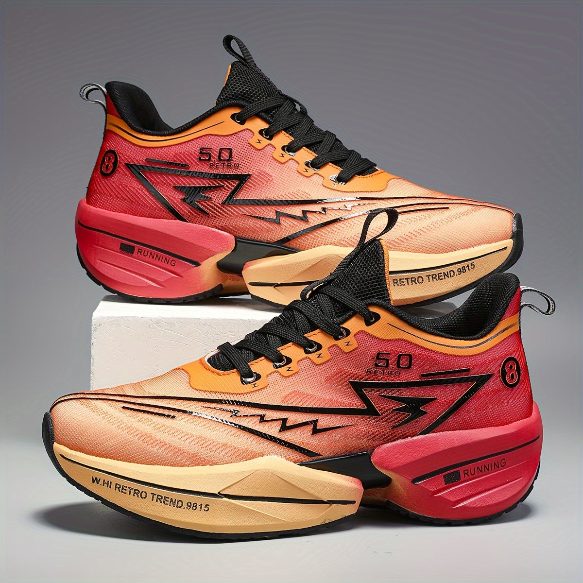 Gradient Blue to Pink Lace-Up Sneakers for Women Breathable Fabric Running Gym Casual