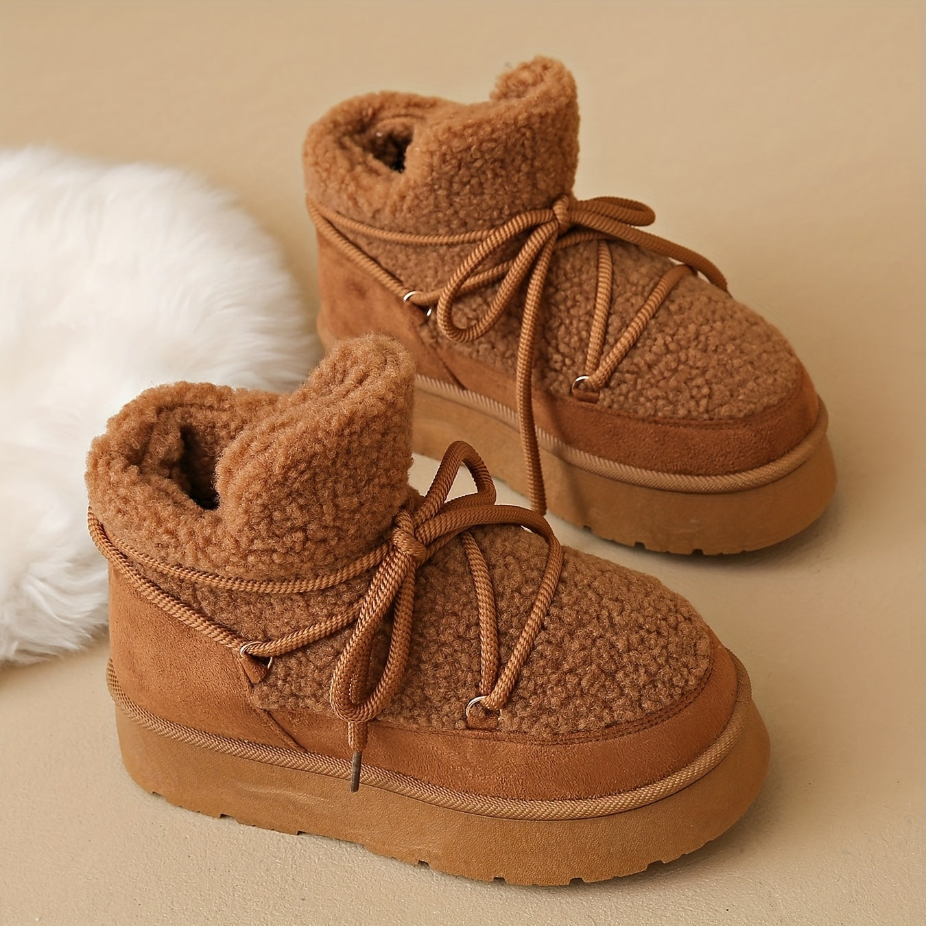 Women's Faux Fur Winter Snow Boots Plush Lined Thick Sole