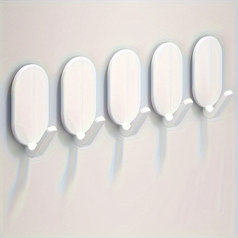 5 Pack Adhesive Hooks for Bathroom and Toilet Wall Hangers for Towels Clothes and Robes