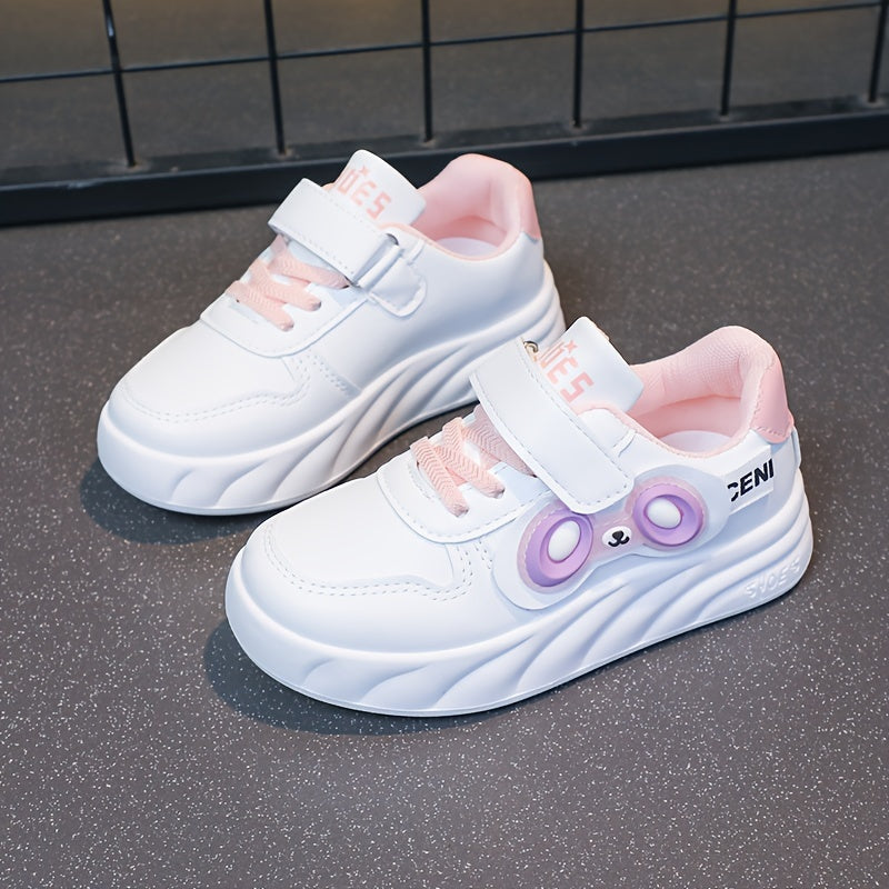 Kids' Sneakers White Pink Black Cartoon Low Top Casual All-Season Durable Boys Girls