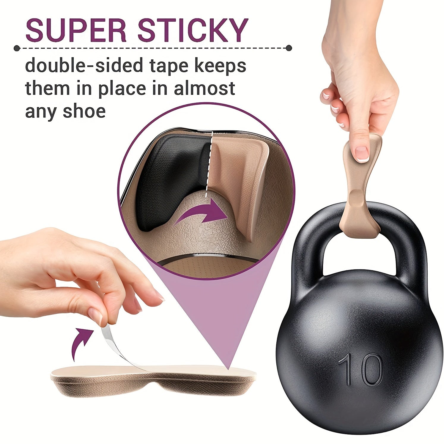 Unisex Soft Heel Pads Self-Adhesive Cushion Inserts for Shoes Black Nude