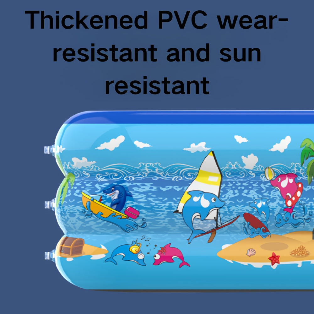 Family Size PVC Paddling Pool with Inflatable Top Ring and Thickened Marine Ball Pit Design