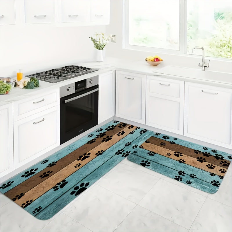 Dog Paw Print Entryway Mat Fast-Absorbing Quick-Dry Bath Rug Machine Washable Indoor Rug