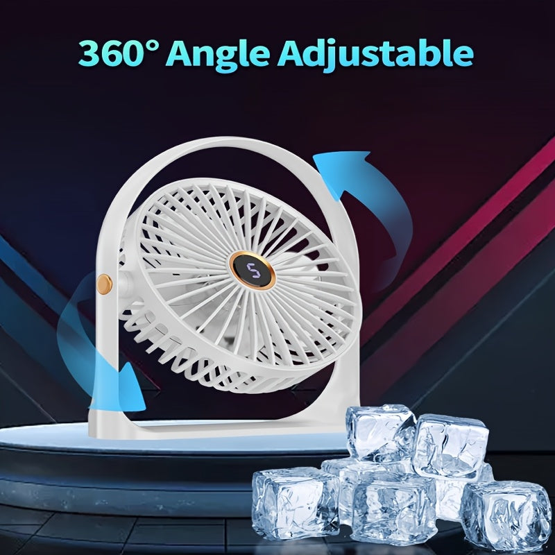 Compact USB Rechargeable Table Fan with Clip-On, Quiet 5W Personal Fan